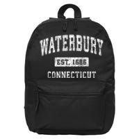 Waterbury Connecticut Ct Vintage Established Sports Design 16 in Basic Backpack