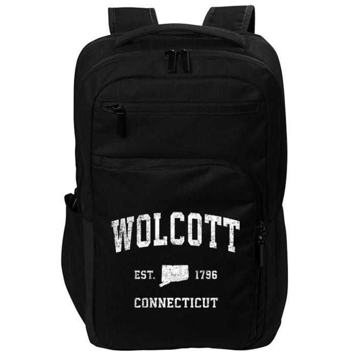 Wolcott Connecticut Ct Vintage Athletic Sports Impact Tech Backpack