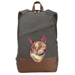 Watercolor Cute Cat Cotton Canvas Backpack