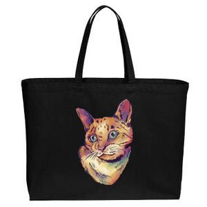 Watercolor Cute Cat Cotton Canvas Jumbo Tote