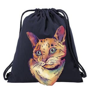 Watercolor Cute Cat Drawstring Bag