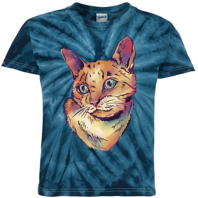 Watercolor Cute Cat Kids Tie-Dye T-Shirt