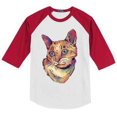 Watercolor Cute Cat Kids Colorblock Raglan Jersey