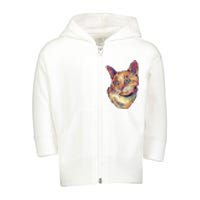 Watercolor Cute Cat Toddler Zip Fleece Hoodie