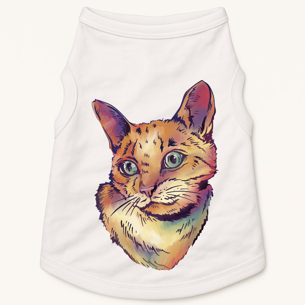 Watercolor Cute Cat Doggie Tank