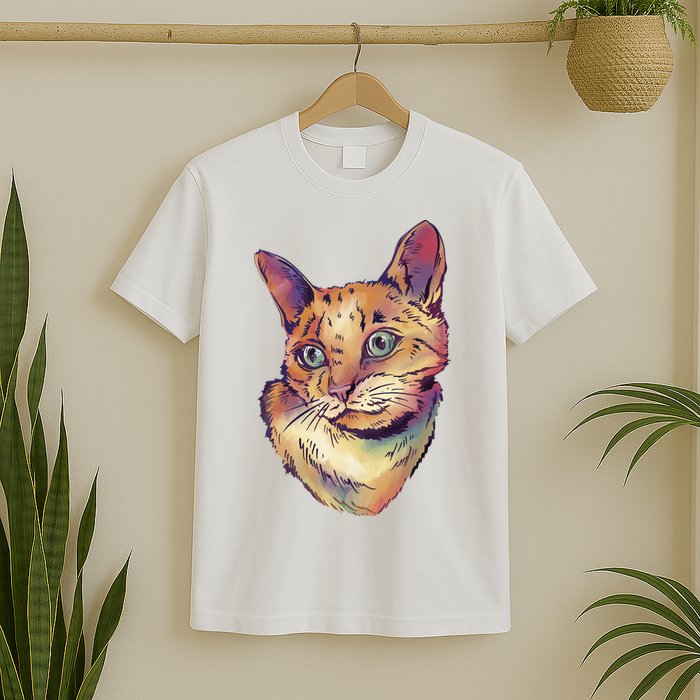 Watercolor Cute Cat T-Shirt
