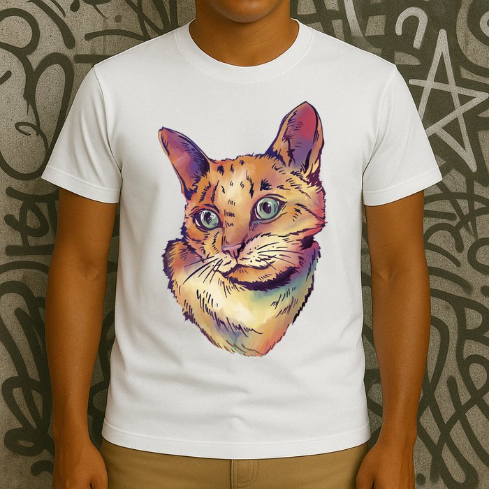 Watercolor Cute Cat T-Shirt