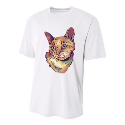 Watercolor Cute Cat Youth Performance Sprint T-Shirt