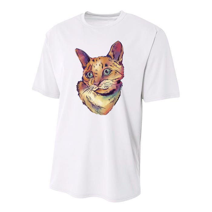 Watercolor Cute Cat Youth Performance Sprint T-Shirt