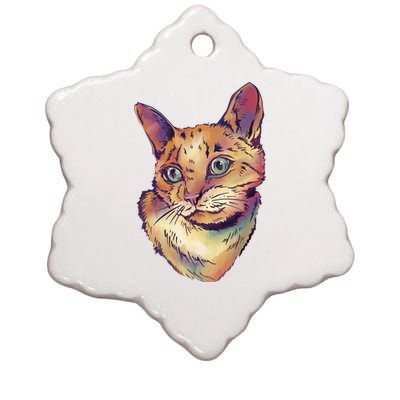 Watercolor Cute Cat Ceramic Star Ornament