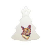 Watercolor Cute Cat Ceramic Tree Ornament