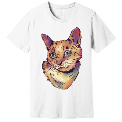 Watercolor Cute Cat Premium T-Shirt