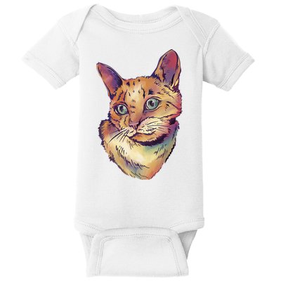 Watercolor Cute Cat Baby Bodysuit