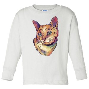 Watercolor Cute Cat Toddler Long Sleeve Shirt