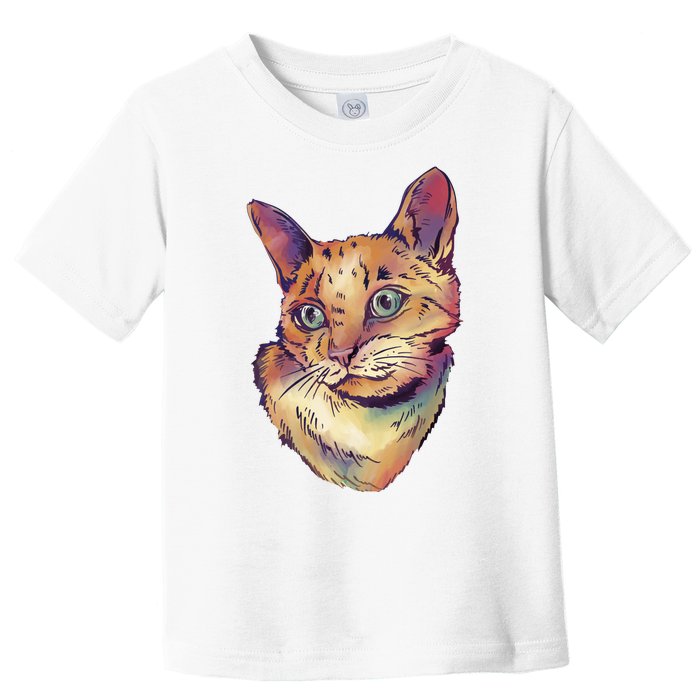 Watercolor Cute Cat Toddler T-Shirt