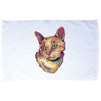 Watercolor Cute Cat Microfiber Hand Towel