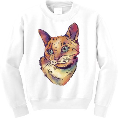 Watercolor Cute Cat Kids Sweatshirt