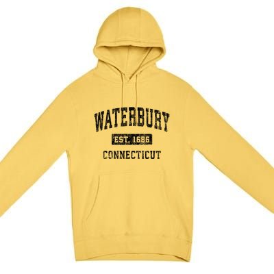 Waterbury Connecticut Ct Vintage Established Sports Design Premium Pullover Hoodie