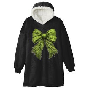 Women Cute Coquette Bow Green Christmas Xmas Gift Hooded Wearable Blanket