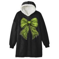 Women Cute Coquette Bow Green Christmas Xmas Gift Hooded Wearable Blanket