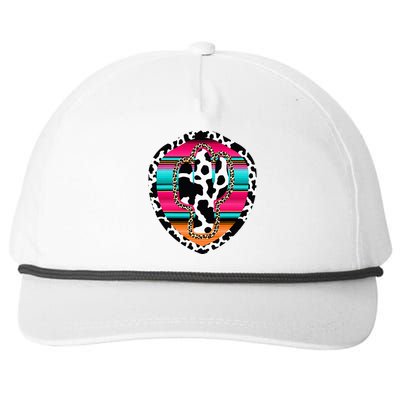 Western Cow Cactus Leopard Cheetha Serape Turquoise Pink Snapback Five-Panel Rope Hat