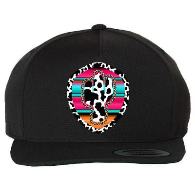 Western Cow Cactus Leopard Cheetha Serape Turquoise Pink Wool Snapback Cap