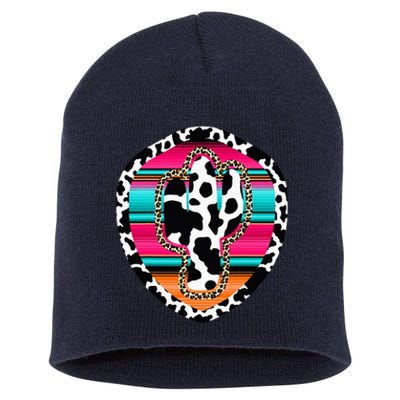 Western Cow Cactus Leopard Cheetha Serape Turquoise Pink Short Acrylic Beanie