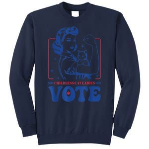 Woman Childless Cat Ladies Vote Retro Election 2024 Usa Gift Tall Sweatshirt