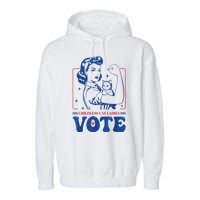 Woman Childless Cat Ladies Vote Retro Election 2024 Usa Gift Garment-Dyed Fleece Hoodie