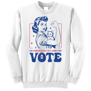 Woman Childless Cat Ladies Vote Retro Election 2024 Usa Gift Sweatshirt