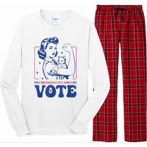 Woman Childless Cat Ladies Vote Retro Election 2024 Usa Gift Long Sleeve Pajama Set