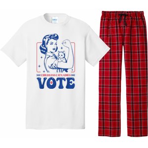 Woman Childless Cat Ladies Vote Retro Election 2024 Usa Gift Pajama Set