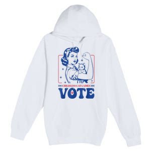 Woman Childless Cat Ladies Vote Retro Election 2024 Usa Gift Premium Pullover Hoodie