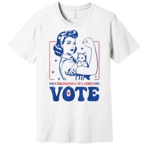 Woman Childless Cat Ladies Vote Retro Election 2024 Usa Gift Premium T-Shirt