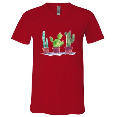 Watercolor Cacti Cactus Classic V-Neck T-Shirt