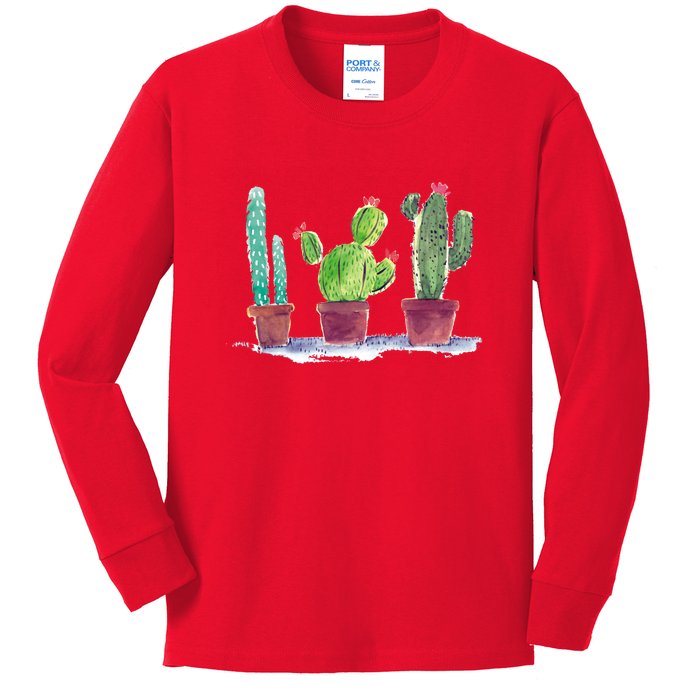 Watercolor Cacti Cactus Classic Kids Long Sleeve Shirt