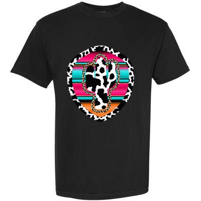 Western Cow Cactus Leopard Cheetha Serape Turquoise Pink Garment-Dyed Heavyweight T-Shirt