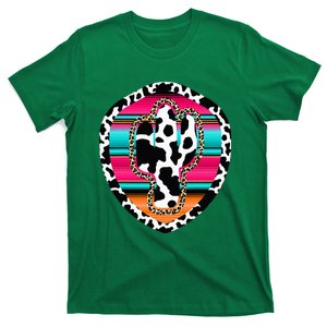 Western Cow Cactus Leopard Cheetha Serape Turquoise Pink T-Shirt