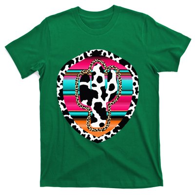 Western Cow Cactus Leopard Cheetha Serape Turquoise Pink T-Shirt