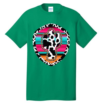 Western Cow Cactus Leopard Cheetha Serape Turquoise Pink Tall T-Shirt