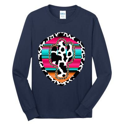 Western Cow Cactus Leopard Cheetha Serape Turquoise Pink Tall Long Sleeve T-Shirt