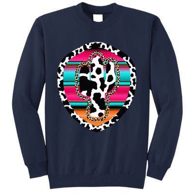 Western Cow Cactus Leopard Cheetha Serape Turquoise Pink Tall Sweatshirt