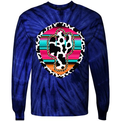 Western Cow Cactus Leopard Cheetha Serape Turquoise Pink Tie-Dye Long Sleeve Shirt