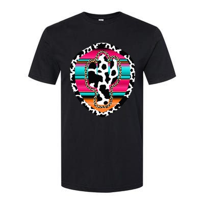 Western Cow Cactus Leopard Cheetha Serape Turquoise Pink Softstyle CVC T-Shirt