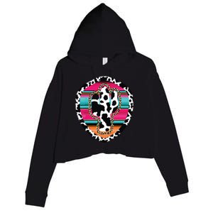 Western Cow Cactus Leopard Cheetha Serape Turquoise Pink Crop Fleece Hoodie