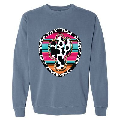 Western Cow Cactus Leopard Cheetha Serape Turquoise Pink Garment-Dyed Sweatshirt