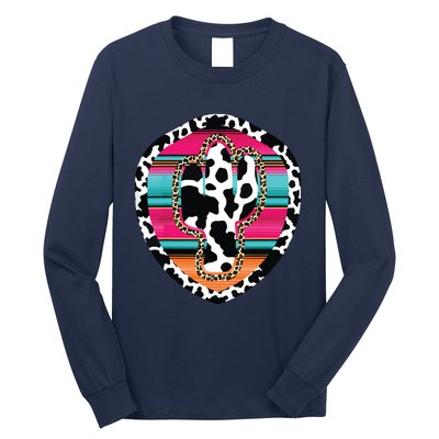 Western Cow Cactus Leopard Cheetha Serape Turquoise Pink Long Sleeve Shirt