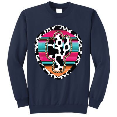 Western Cow Cactus Leopard Cheetha Serape Turquoise Pink Sweatshirt