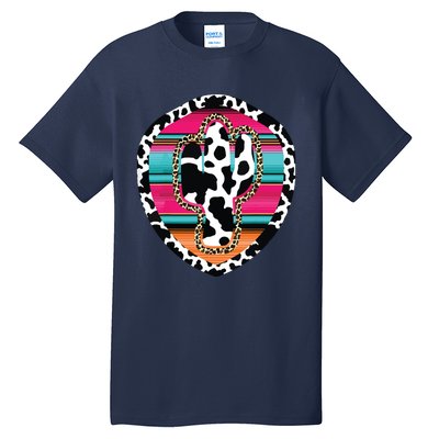 Western Cow Cactus Leopard Cheetha Serape Turquoise Pink Tall T-Shirt