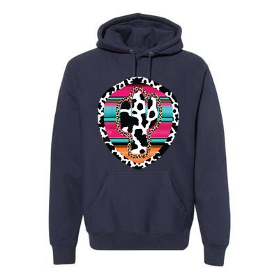 Western Cow Cactus Leopard Cheetha Serape Turquoise Pink Premium Hoodie